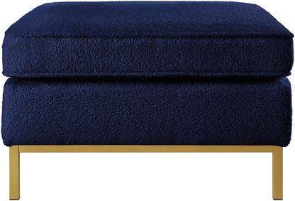 24KF Large Square Couch Ottoman for Living Room, Upholstered Teddy Fabric Padded Cushion Ottoman Table,Large Foot Rest,5088-Teddy Navy