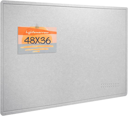 Large Bulletin Board - 48 x 36 Inches, Decorative Felt Pin Board for Wall - 4' x 3' Foldable Photo Display Board with Self-Adhesive Tape, Includes 20 Push Pins - Light Gray