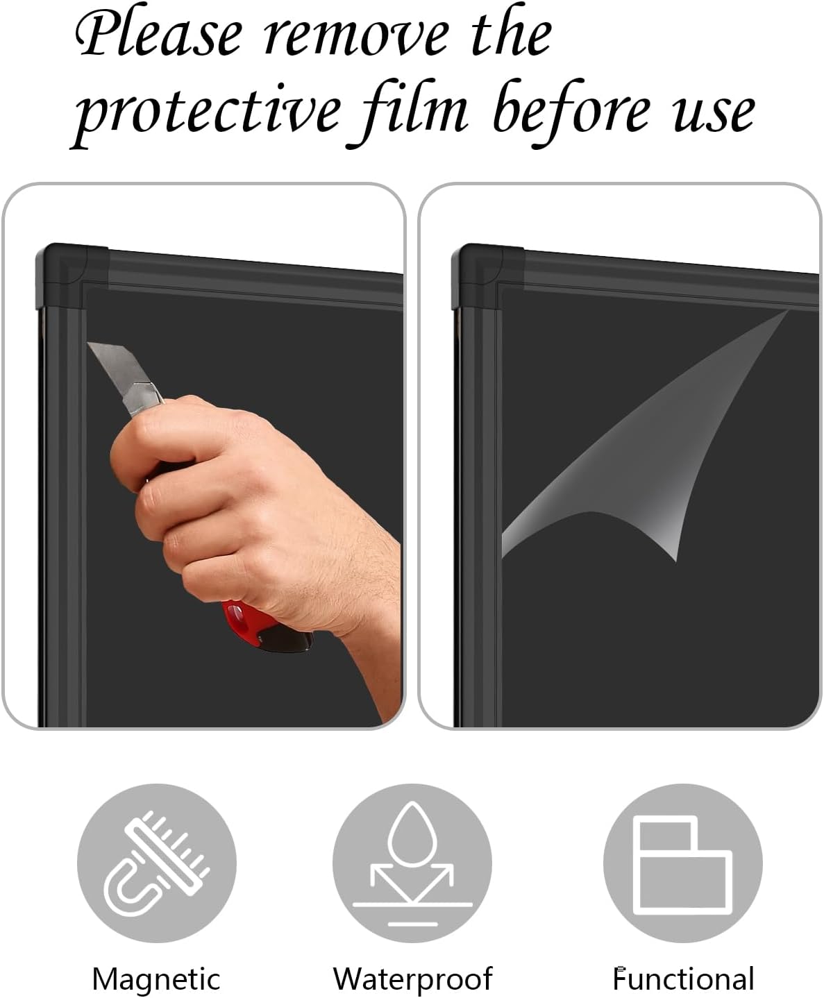 XBoard Magnetic Chalkboard 48 x 31 inch Chalk Board/Black Board, Black Aluminium Frame, Display Collections