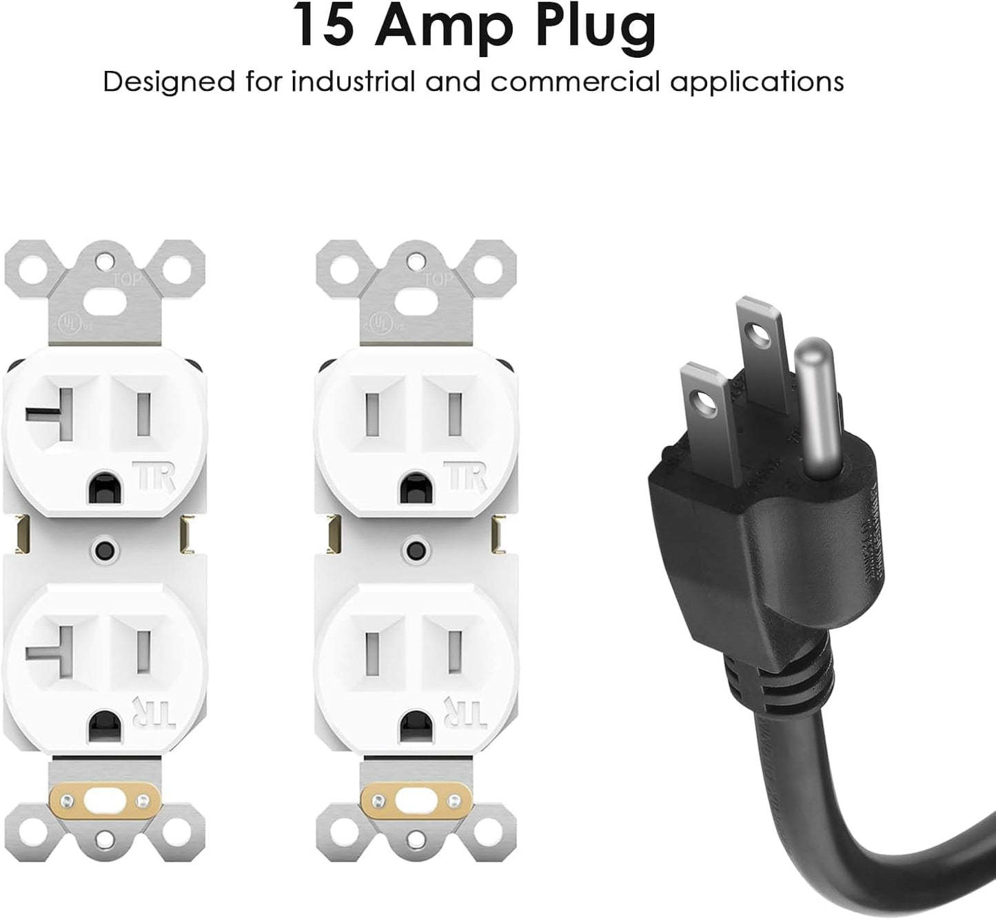 JUNNUJ 20 Amp Power Strip Heavy Duty 2 Pack, 4800J Surge Protector Metal Power Bar Multi Angle Mount, 20A Garage 8 Outlet Shop 6-20R T-Slot, 5-15P Adapter 12 Gauge Extension Cord 10ft for Appliance