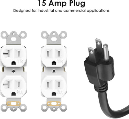 JUNNUJ 20 Amp Power Strip Heavy Duty 2 Pack, 4800J Surge Protector Metal Power Bar Multi Angle Mount, 20A Garage 8 Outlet Shop 6-20R T-Slot, 5-15P Adapter 12 Gauge Extension Cord 10ft for Appliance