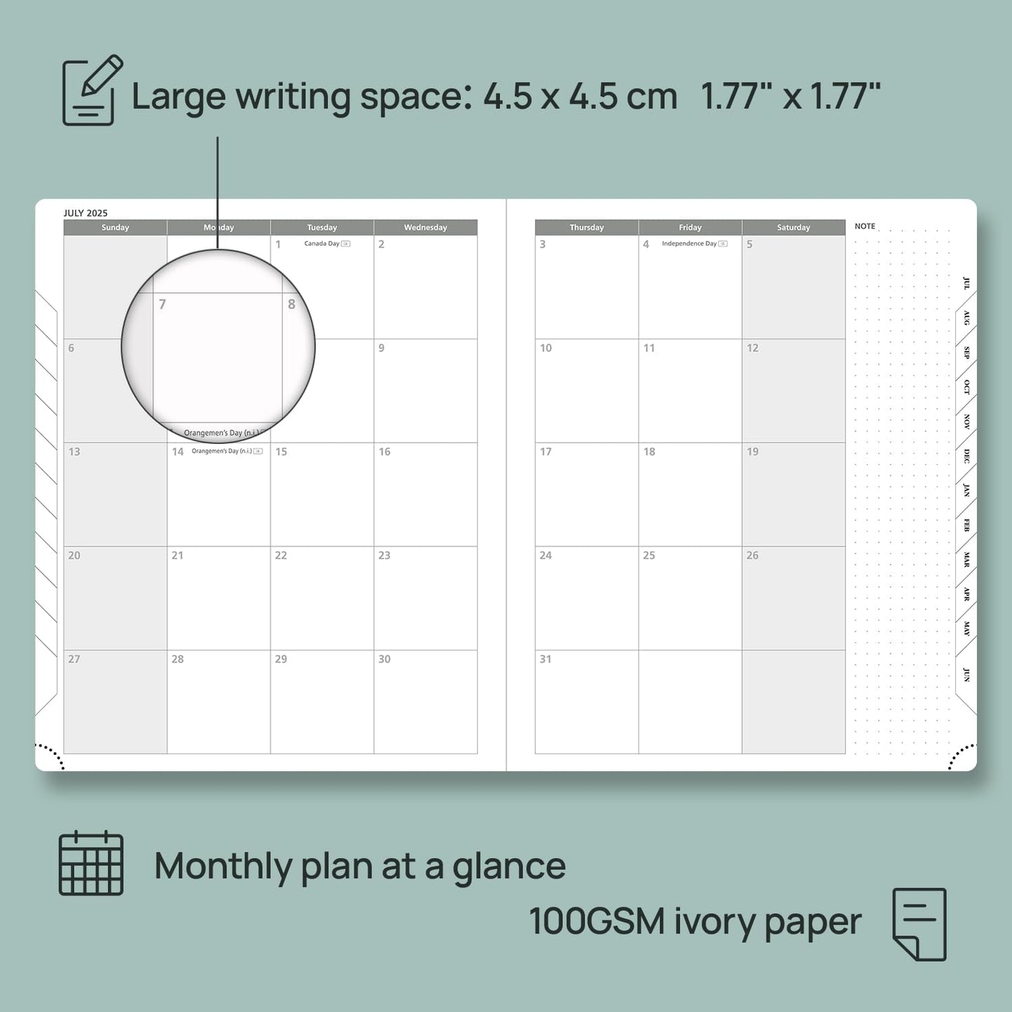 POPRUN Planner 2025-2026 Weekly Notebook (Large 8.5''x 10.5'') Academic Calendar (JUL.25 - JUN.26) Appointment Book with Monthly Tabs, Leather Soft Cover, Inner Pocket, 100 GSM - Cerulean Blue