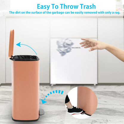 PayLessHere 13 Gallon (50L) Trash Can Kitchen Stainless Steel Trash Can Trash Can with Lid Removable Inner Bucket Foot Pedal Soft Close for Office Home Kitchen Garbage Can Trash Bin