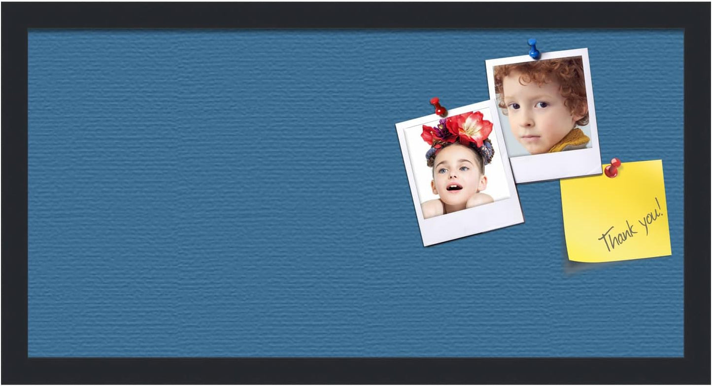 PinPix 24x12 Inch Cork Bulletin Board. This Decorative Framed Pin Board Comes with Navy Pastel Design and a Satin Black Frame. Ideal for Home Office Decor or Message Board (PinPix-1811)
