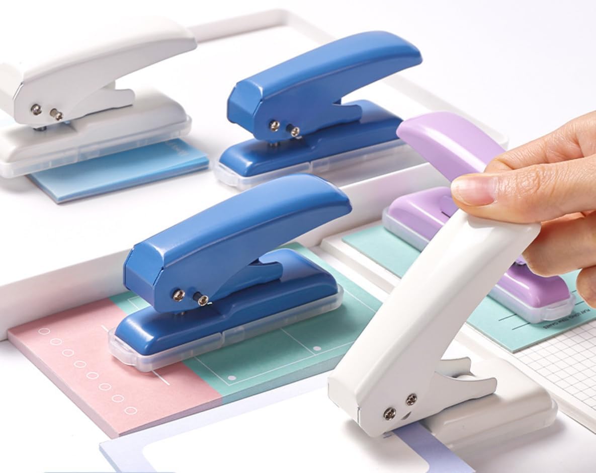 Single Hole Punch, 40 Sheets Punch Capacity Hole Puncher Heavy Duty Hole Puncher Single Small Hole Punch One Hole Puncher for Crafts Paper Cards Tags Scrapbook-1/4 inch Hole, White