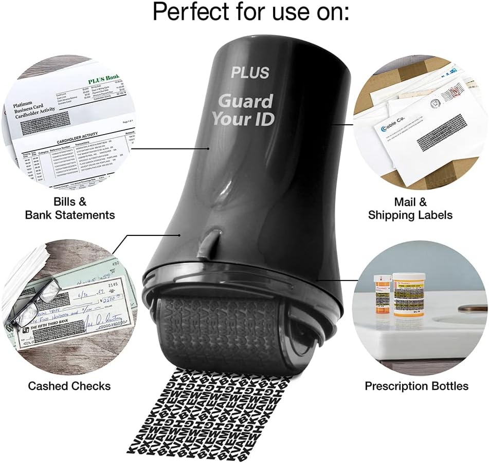 Wide Advanced Confidentiality Roller Stamp by Guard Your ID for Personal Information Concealment, As Seen on TV (3-Pack, Black)