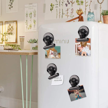 VNDUEEY 50 Pack Fridge Magnets Refrigerator Magnets, Magnetic Clips for Whiteboard Locker, Magnetic Paper Clips, Paperclip Dispenser Magnet Clips for Desk, School, Office (Black)