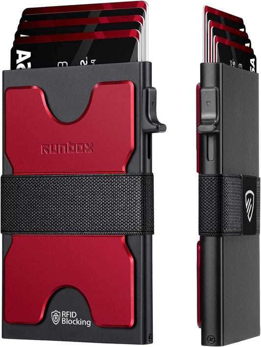 Slim Card Holder Wallet for Men, Minimalist RFID Blocking Wallet with Pop Up Function, Ultra-Thin Design, Metal Business Card Cases holds 12+ Cards, Gifts for Men, Men's Accessories