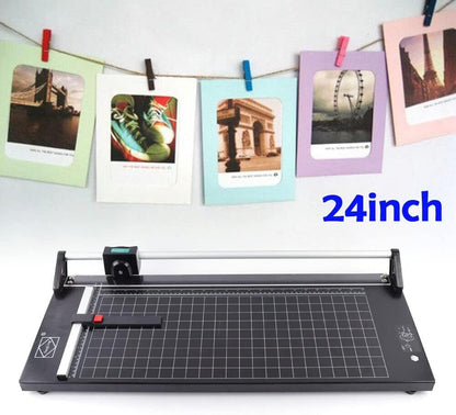 24Inch Rotary Trimmer Paper Cutter,Manual Precision Paper Cutters Trimmers Photo Paper Cutter with Automatic Paper Weighting,Self-Sharpening for Craft Paper, Card Stock and Office Paper