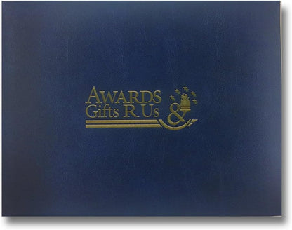 SHOP AWARDS AND GIFTS 8. 5” x 11” Padded Certificate Holder with Acetate Cover, Folder for Diploma, Degree, Documents, Awards, Blue, Personalized