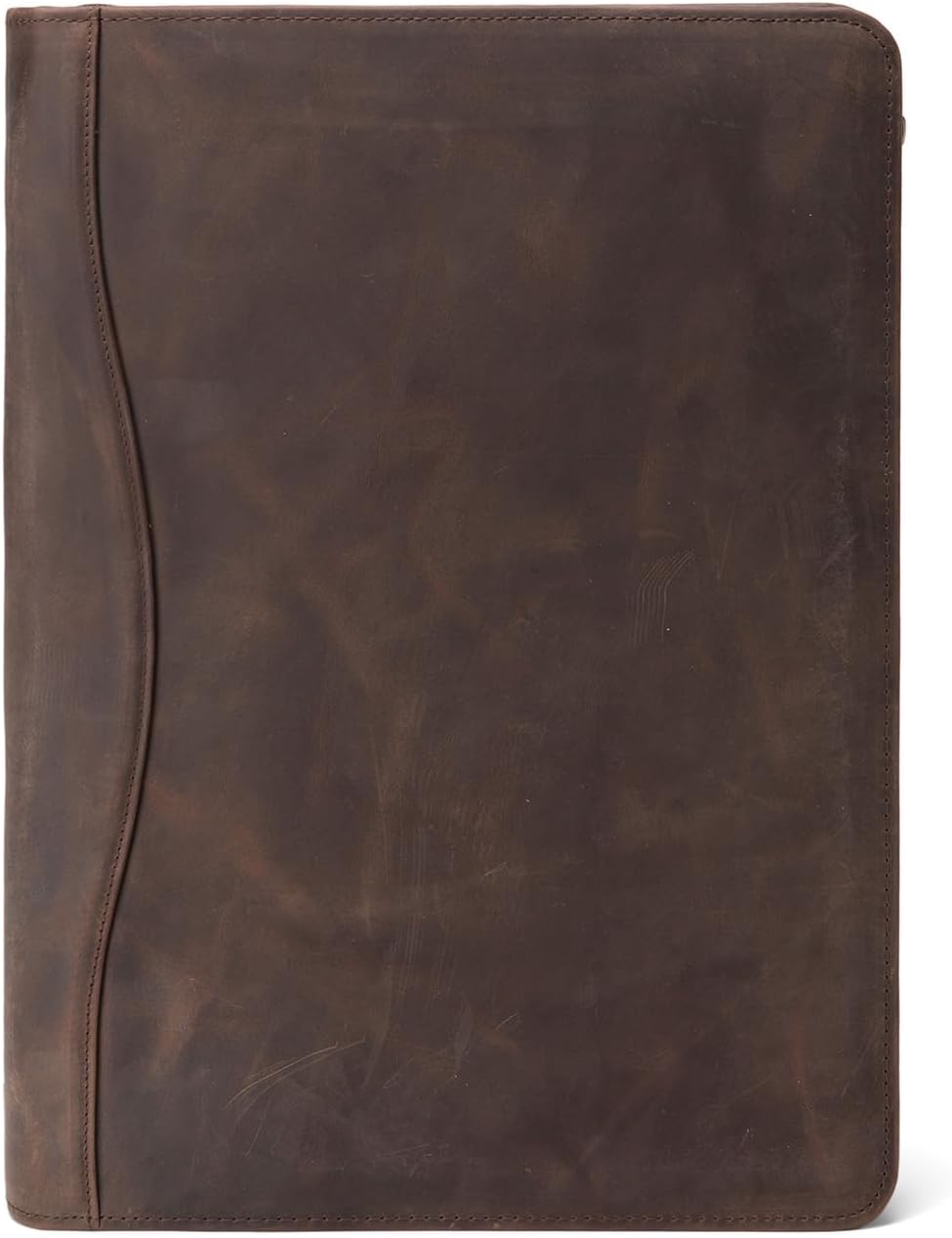 Genuine Leather Portfolio, Legal Size 8.5 x 14 Pad Holder, Business Padfolio for Men and Women, Zippered Laptop Organizer, Executive Professional Work Travel Notepad Folio, Dark Khaki