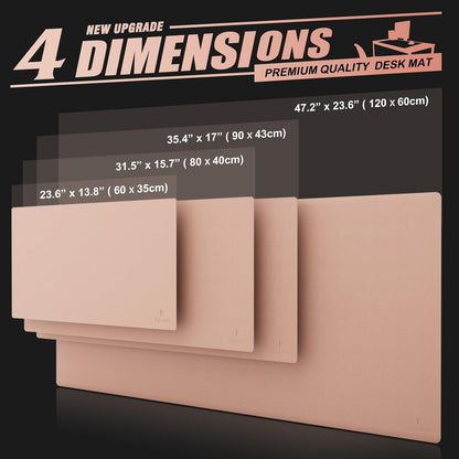 K KNODEL Small Office Leather Desk Mat, Mouse and Keyboard Pad, Computer and Laptop Mat, Desktop Protector and Cover, Writing Pad and Blotter (23.6"x13.8", Pink)