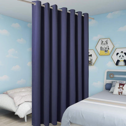 BONZER Room Divider Curtain Total Privacy Wall Extra Wide Thermal Insulated Blackout Curtains for Slide Window, 96L x 150W Inch (8L x 12.5W ft), 1 Panel, Navy