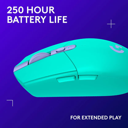 Logitech G305 LIGHTSPEED Wireless Gaming Mouse, Hero 12K Sensor, 12,000 DPI, Lightweight, 6 Programmable Buttons, 250h Battery Life, On-Board Memory, PC/Mac - Mint