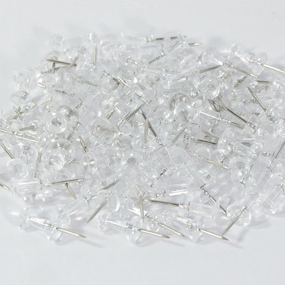 100 Pack Push Pins Tacks, Clear Plastic Head, Steel Point,Thumb Tacks for Bulletin Board,Stick Pins Thumb Tacks for Cork Board Wall Hangings (100, Clear)