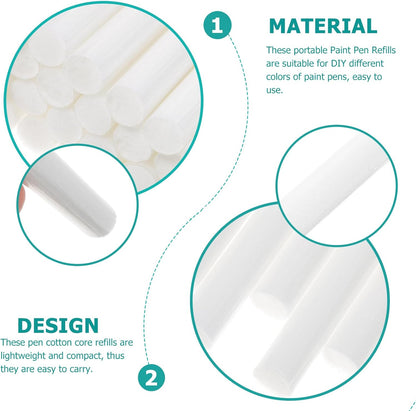 EXCEART 200 Pcs Marker Cotton Core Markers Marker Diy Refills Marking Pen Refill Multifunctional Paint Pen Refills Universal Paint Pen Refills White Pvc Eyeliner Student Filling