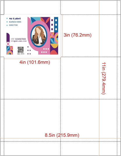 Mr-Label 150 Name Badge Inserts, 230GSM Heavyweight Insert Badge Refill, 3 x 4 inch, Two-Sides Printable Card Stock, Micro-Perforated, White, Compatible with Inkjet/Laser Printer