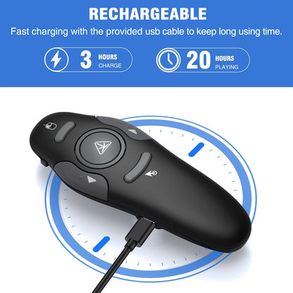 Air Mouse Clicker for Powerpoint Presentations, Rechargeable Wireless Presenter Remote Slide Advancer for Computer Laptop Office Classroom