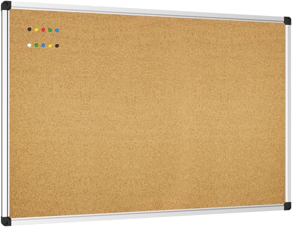 XBoard Cork Board 36 x 24, Notice Cork Bulletin Board, Corkboard with Aluminum Frame and Push Pins for Display