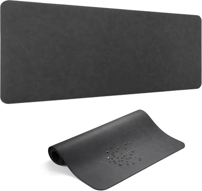 Leather Large Desk Pad Protector Non-Slip, Office Desk Mat, Computer Mouse Pad, Desk Blotter & Writing Pad, Keyboard Extended Mousepad with Stitched Edge for Desktop Laptop 39.4 x 17 inch (Black)