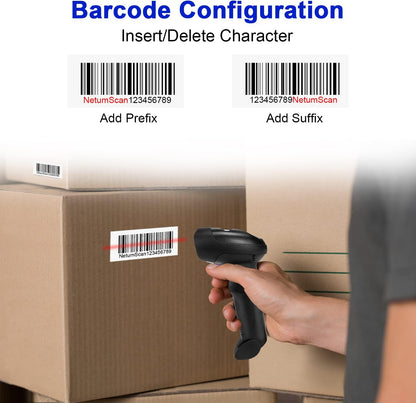NetumScan Wireless Barcode Scanner with Stand, 2-in-1 Automatic USB Cordless 1D Barcode Reader Handheld CCD Bar Code Scanner with Stand for Store, Supermarket, Warehouse