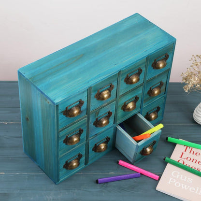 Apothecary Drawers Apothecary Cabinet with Drawers Card Catalog Cabinet Wooden Card Catalog Wooden Storage Box for Desktop Organizer (Blue12)