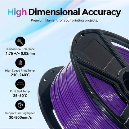 FLASHFORGE Rapid PLA Filament 1.75mm, High Flow Speedy 3D Printer Filament, Experience Exceptional Performance with 500mm/s High-Speed Printing, Neatly Wound & Top-Notch Filament (Purple)