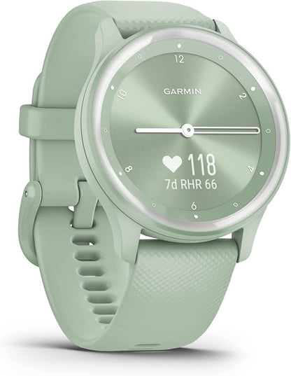 Garmin vivomove Sport, Hybrid Smartwatch, Health and Wellness Features, Touchscreen, Light Green (Renewed)