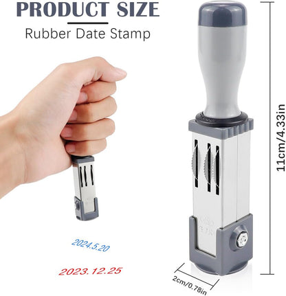 Portable Number & Time Stamp - Small Round Plastic Handheld Business Date & Year/Month/Day Stamp - 21MM