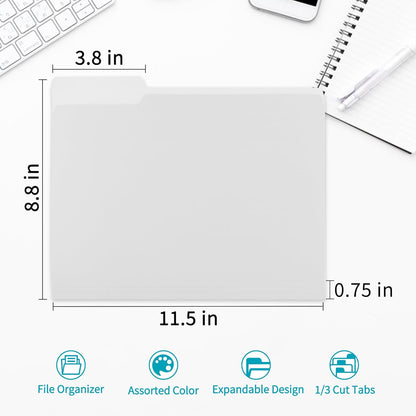 100 Packs Colored File Folders,White File Folders,Two Tone Color File Folder 8.5 x 11 Inch,1/3 Cut Tabs Letter Size,Manila File Folders for Office,School and Home,Organization