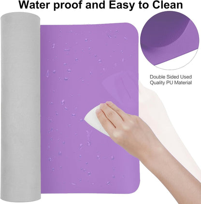 Boutilon Leather Desk Pad Protector,Non-Slip Mouse Pad,Laptop Desk Pad,Office Mouse Mat,Waterproof Leather Desk Blotter,Desk Writing Pad for Office and Home (M-Purple,30"x14")