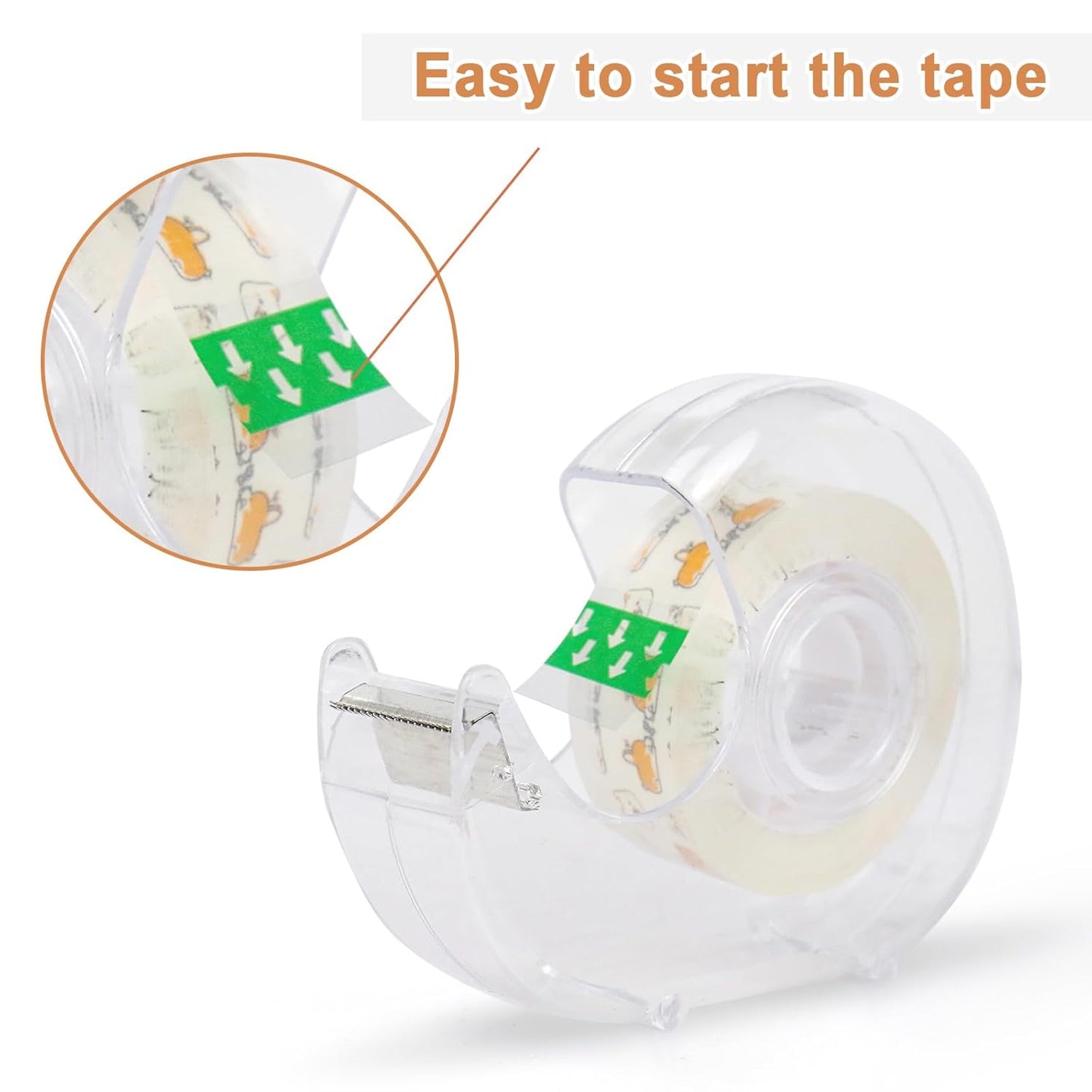 BOMEI PACK 24PACK Transparent Tape with Dispenser, Office Clear Tape Refill Rolls with Dispenser Bulk for DIY, Gift Wrapping, Repairing, Home and School, 3/4in x 1000in