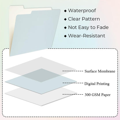 Y YOMA 12 Pack Colored File Folders Letter Size Gradient File Folder with 1/3-Cut Tab Cute Pretty Decorative Heavyweight Filing Folder File Organizers for Office School Home Desktop, Lake Blue