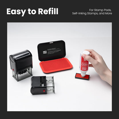 Premium Stamp Ink, Quick-Drying & AP-Certified Non-Toxic Refill Ink for Self-Inking Stamps, Date Stamps and Stamp Pads (Red, 2oz)