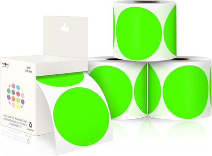 PARLAIM 3”Color Coding Labels Stickers,4Rolls/2000per Dispenser Box Round Adhesive Circle Dot Stickers for Inventory Office Home (Fluorescent Green)