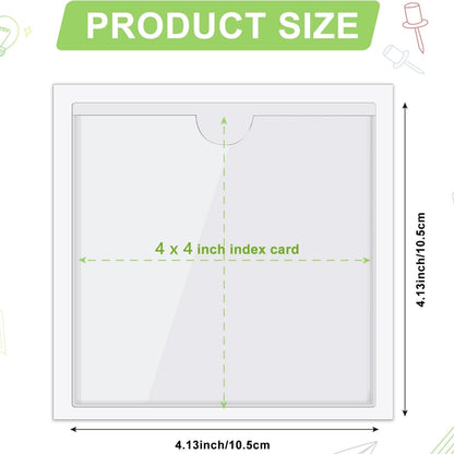 Outus 100 Pcs Clear Self Adhesive Pockets - Bin Labels for Storage Bins, Pocket Label Sleeves, Plastic Index Card Holder with Top Open for Organizing Bins Box Drawer(4 x 4 Inch)