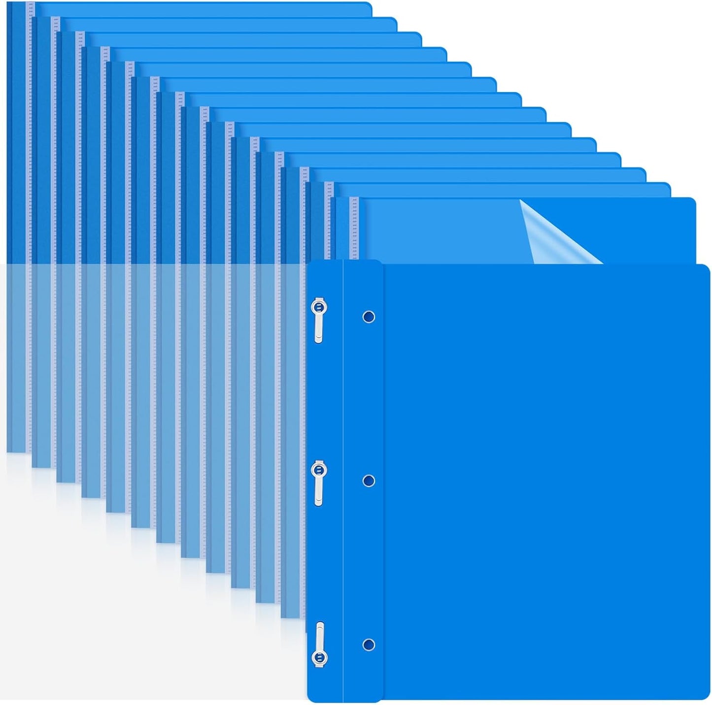 Teling 150 Pcs Plastic Report Covers with 3 Prong Clear Front Resume Folder Business Report Covers Bulk Presentation Folders Clear Front Report Folders for Documents, School, Office(Blue)