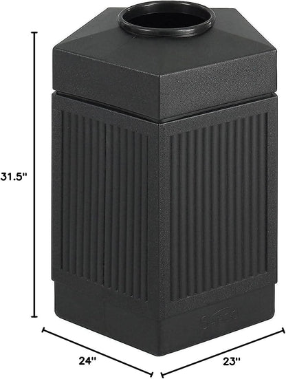 Safco Canmeleon Outdoor-Indoor Open Top Pentagon Trash Can 9486BL, Black, Decorative Fluted Panels, 45-Gallon Capacity