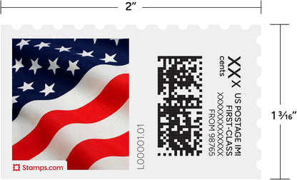Stars & Stripes NetStamps 120-Pack (5 Sheets) Printable Postage Labels (Stamps.com Subscription Required) - Print Approved Postage - Inkjet & Laser Printers - Business, Personal, Home