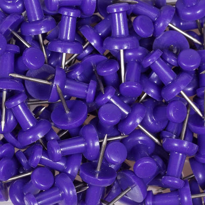 JAM PAPER Colorful Push Pins - Purple Pushpins - 100/Pack