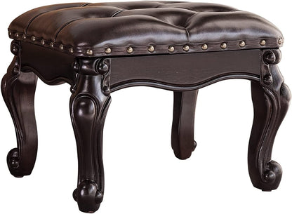 Foot Stool Ottoman Foot Rest Microfiber Leather Upholstered Footstool for Sofa, Living Room, Entryway, Solid Wood Stool (Dark Brown)