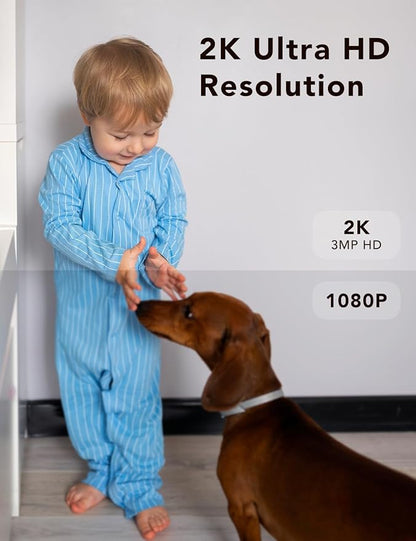 2K Security Camera, Outdoor/Indoor for Home, Pet, Baby, Nanny, IP65 Wterproof Color Night Vision, White Light & Siren, Recording, Motion Detection, Compatible with Alexa,Black-4P