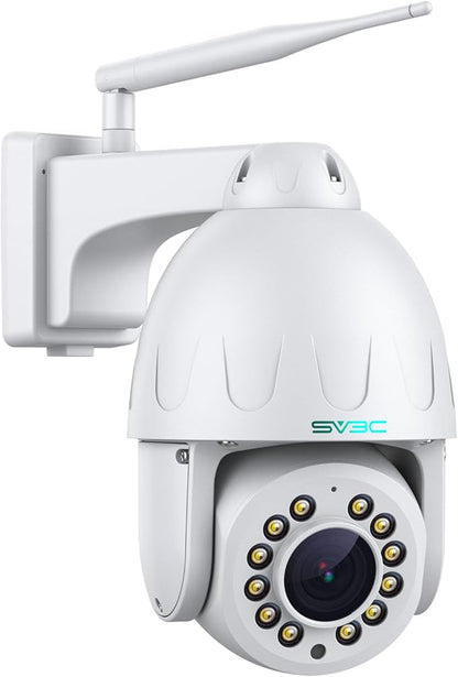 SV3C 4K PTZ WiFi Camera Outdoor 15X Optical Zoom, Wireless IP Security Camera 8MP, Auto Tracking, Floodlight Color Night Vision, 2-Way Audio, Metal Shell, RTSP, FTP, SD Card Record, Onvif Conformant