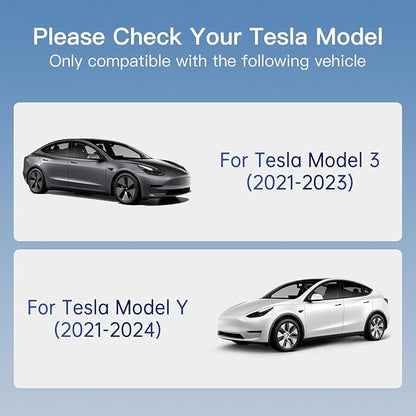 Tesla Model 3 Screen Protector for Tesla Model Y (2021-2024) & Model 3 (2021-2023) 15 Inch, No Bubble Tempered Glass Case with Protective Frame, HD & 9H Anti-Scratch, Black