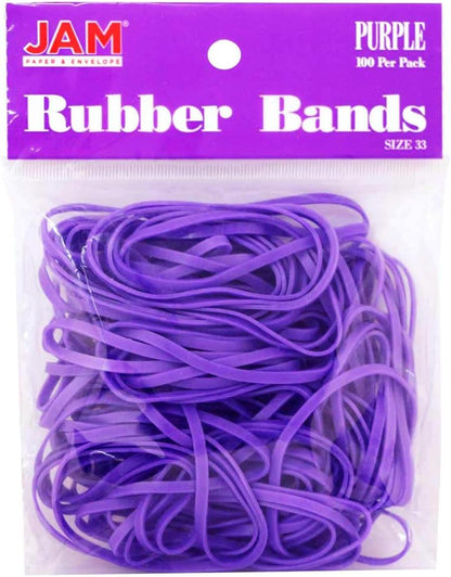 JAM PAPER Colorful Rubber Bands - Size 33 - Purple Rubberbands - 100/Pack