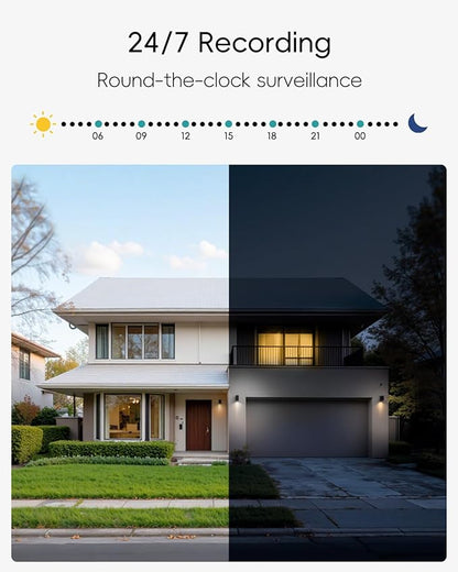 ZUMIMALL 3MP Security Camera Outdoor - 360° PTZ Auto Tracking | 24/7 Recording Wired Power, 2.4G/5G Wireless WiFi | Motion & Noise Detection, Color Night Vision, 2-Way Audio | Compatible with Alexa