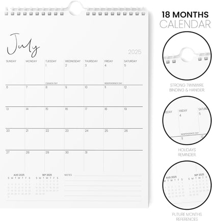 Karto Wall Calendar 2025-2026 - Vertical 8.5x11 inch July 2025 to December 2026 - Boost Your Productivity and Easy Planning with the Aesthetic Monthly Calendar - Cursive