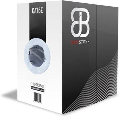 Dripstone-600002 1000ft CAT5e 4/UTP Ethernet LAN Cable 24AWG Network Wire (Gray)