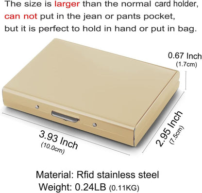 EASTNIGHTS RFID Credit Card Holder Protector Metal Credit Card Wallet Business Card Holder for Men Women Gift Box Package (Gold)