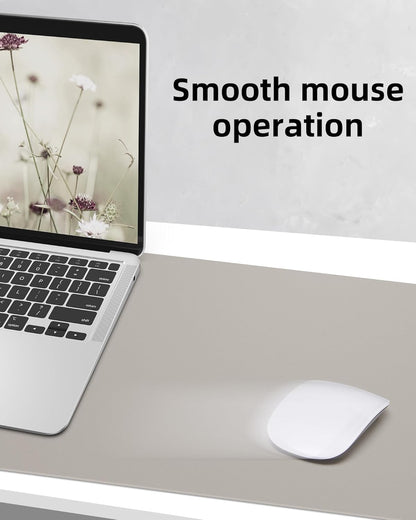 Small Leather Desk Mat, Mouse Pad, Laptop Mat, Non-Slip PU Leather Blotter, Waterproof Writing Pad for Office/Home (23.6"x13.8", Light Grey)